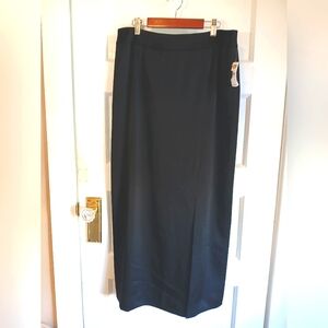 Talbots NWT Black Satin Long Skirt with slit - 12